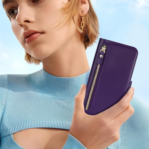 Étui iPhone 16 Pro Max anti-perte de cartes - Coque portefeuille avec fermeture zippée