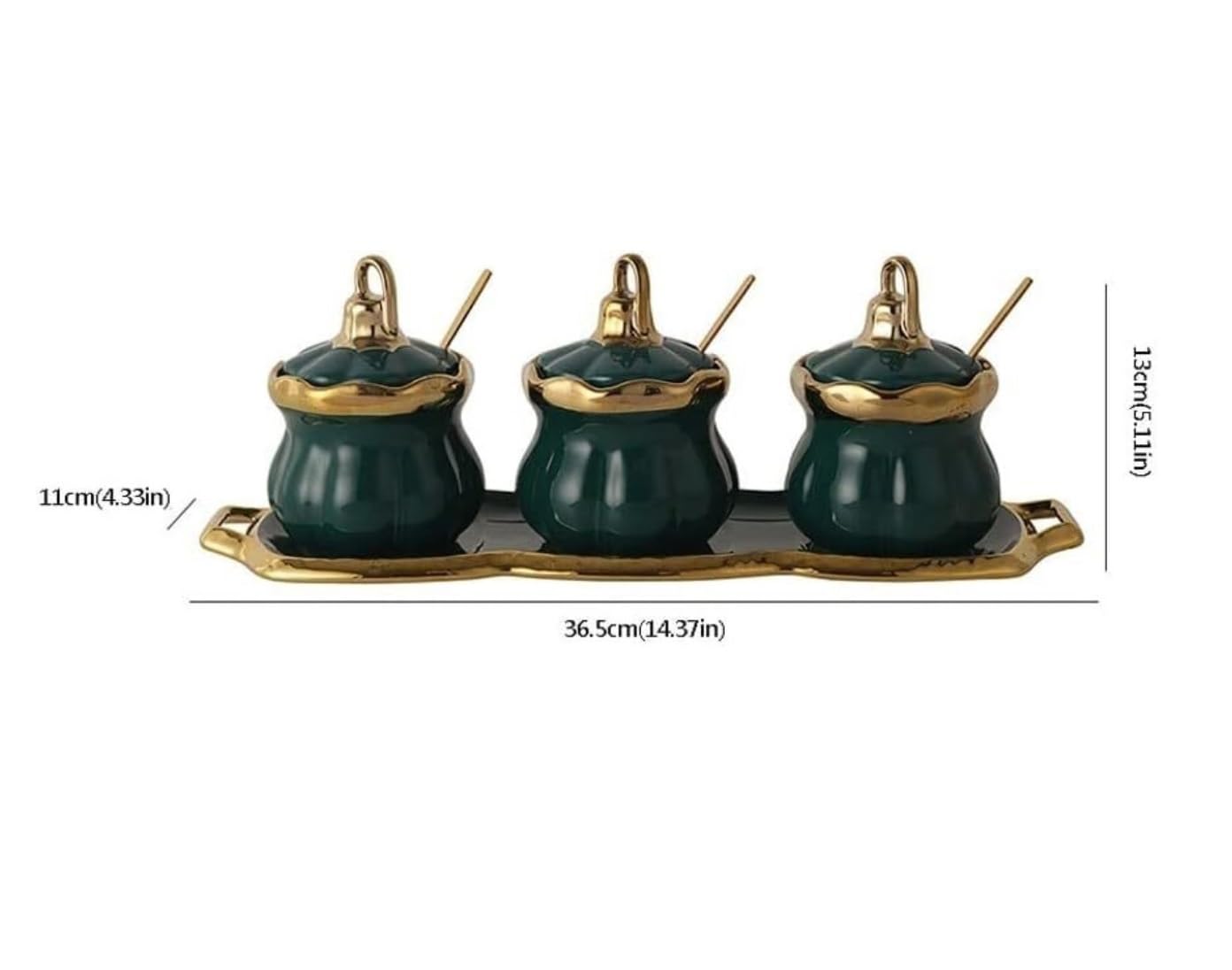 SAeWare Tarro de condimentos, contenedor de especias de cerámica con tapa, cuchara y bandeja, tarro de condimentos, caja de almacenamiento de especias, salero de cocina, encimera de cocina, azul, 3