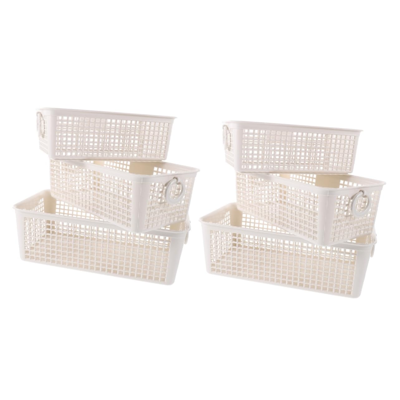 Cabilock 2 Series Cesta De Almacenamiento Plástica Apilable Con Organizador De Escritorio Con Asas Para Baño Cocina Y Armario Capacidad Grande Para Objetos Pequeños 3 Piezas X 2