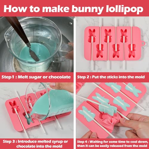 Moule à sucettes lapin silicone pour réussir vos chocolats maison sans cassure - 4