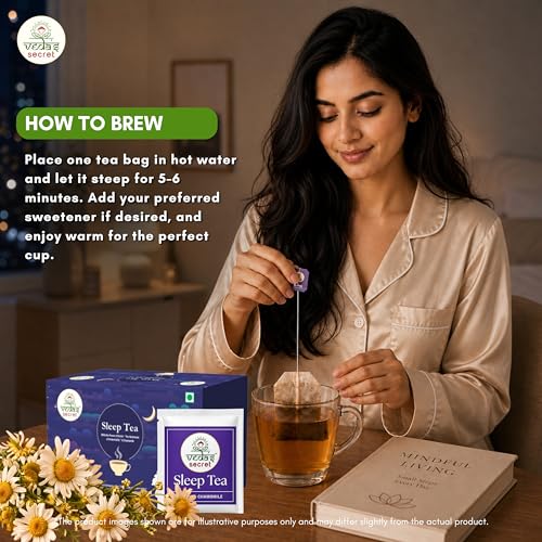 Image of VEDA'S SECRET Restful Sleep Tea | Chamomile & Reishi | Natural Bedtime Tea for Relaxation & Sleep Support | Caffeine-Free | All Natural | 20 Tea Bags