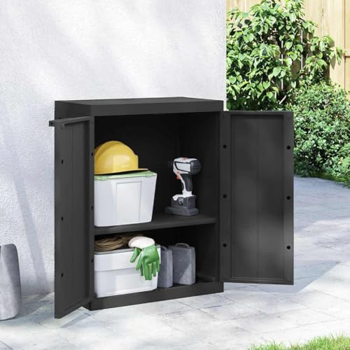 QINXIXINAIXI Gartenschrank aus Polypropylen, Geräteschrank mit Einlegeboden, abschließbar, witterungsbeständig für Garten, Balkon und Terrasse