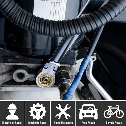 Image of DURATECH 8 * 9 mm Extra Long Anti-Slip Flex-Head Ratcheting Wrench, Metric, CR-V Steel