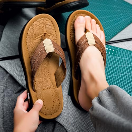 Image of Mens Flip Flops Thong Sandals Lightweight Comfortable Summer Beach Slides Soft Cushion Footbed Open Toe Slippers for Pool Showers Dorms Water Friendly Indoor and Outdoor