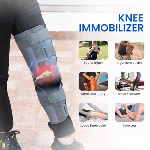 Image of Knee Immobilizer Brace for Knee support for dislocation injuries ligament tear wraparound knee stabilizer splint for men & women (SMALL)