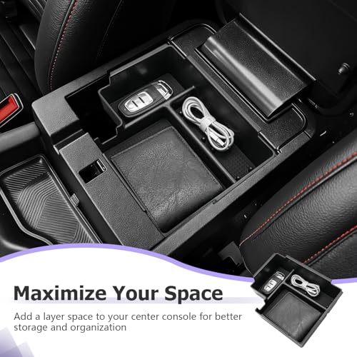 Image of LUWU Upgrade 2025 2026 Explorer Center Console Organizer Compatible with Ford Explorer 2025 2026 Accessories Armrest Console Storage Box Insert Tray ABS Material Black Coin Container, Black