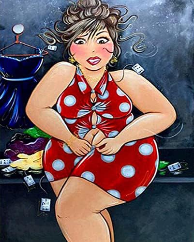 Amazon Co Jp 大人のための数字で描く漫画の太った女性がワインを飲む大人のためのデジタルオイルキャンバス絵画キット子供子供誕生日結婚式の装飾ギフト ホーム キッチン