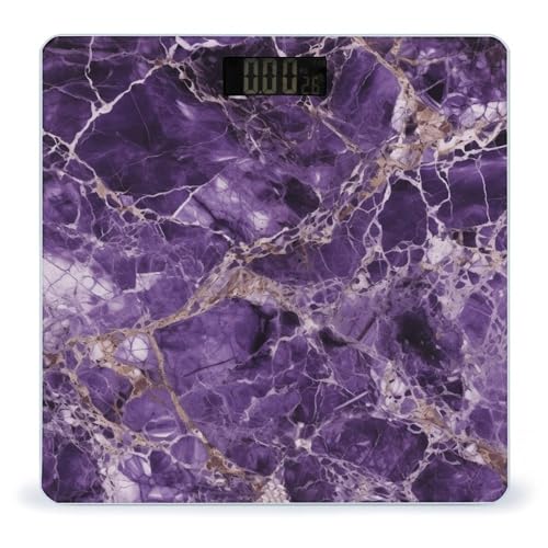 Báscula Digital Slim de Vidrio Templado Morado Mármol miniatura 1