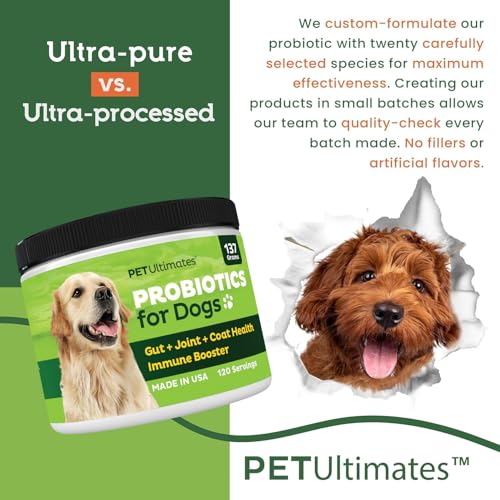 Pet Ultimates Probiotics for Dogs – 22-Species Dog Probiotics for Digestive Support & Antibiotics Recovery – Skin and Coat Supplement, Enhances Vitality – Dog Health Supplies (137 gr) - Image 5