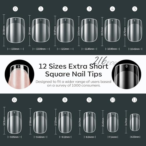 Image of Modelones Extra Short Square Nail Tips Pre-shaped Soft Gel Fake Nails False