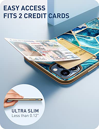 Image of i-Blason Cosmo Wallet Case for iPhone 13 Pro 6.1 inch (2021 Release), Slim Designer Wallet Protective Case with Card Holder Ocean