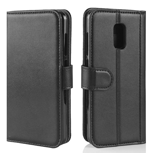 Asus ZenFone V Live V500KL Case, Fettion Genuine Leather Wallet Flip Phone Protective Case Cover with Card Slots for Asus ZenFone V Live V500KL 5.0 Inch Smartphone (Black)