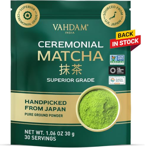 VAHDAM Ceremonial Matcha Green Tea Powder (30g) | Certified Ceremonial Grade Japanese Matcha | Handpicked from Uji Japan | Smooth & Balanced Taste