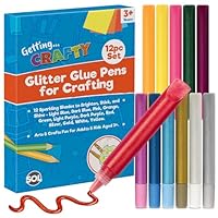 SOL 12pk Glitter Glue Pens for Crafting – 12 Sparkling Shades to Brighten, Stick & Shine, Washable Glitter Glue Pens for Kids Crafting, Scrapbooking, Card & Poster Making, Craft Set for Kids & Adults