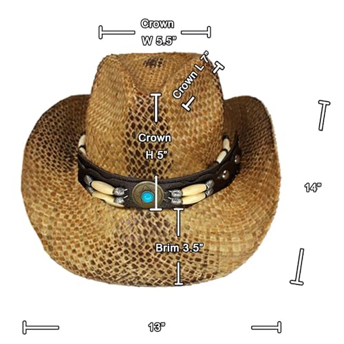 Image of SILVERFEVER Straw Cowboy Hat Cowgirl Hats Men Women Sun Hat Sombreros Vagueros Classic Western Accents Sombreros