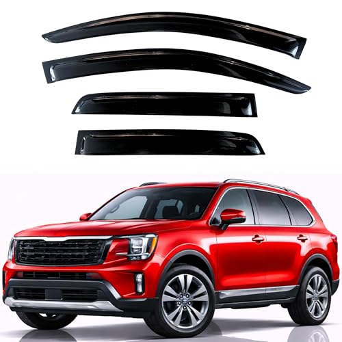 Image of KPY Rain Guards Fit for 2020-2026 Kia Telluride, Out-Channel Window Visors Vent Wind Deflectors 4PC, Car Accessories for 20-26 Telluride