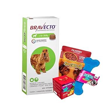 Anti Pulgas e Carrapatos Bravecto para Cães de 10 a 20 kg - 500 mg