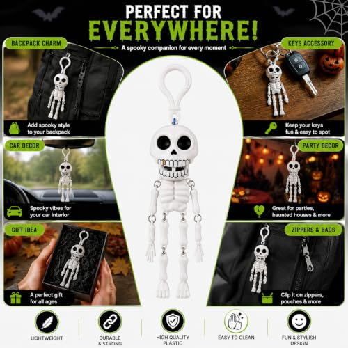Image of Skeleton Keychain with Movable Limbs | Cute skeleton with flexible arms & legs for fun movement.
