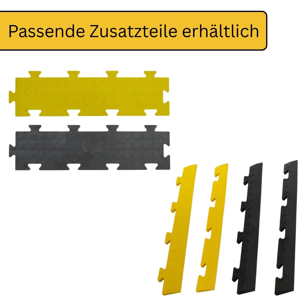 10x Klickfliesen Bodenplatte Kunststoff Garage Garagenboden Klickfliesen Werkstattboden PVC Fliesen Garage Industrieboden Platten Gewerbeboden Fliesen Noppen Schwarz