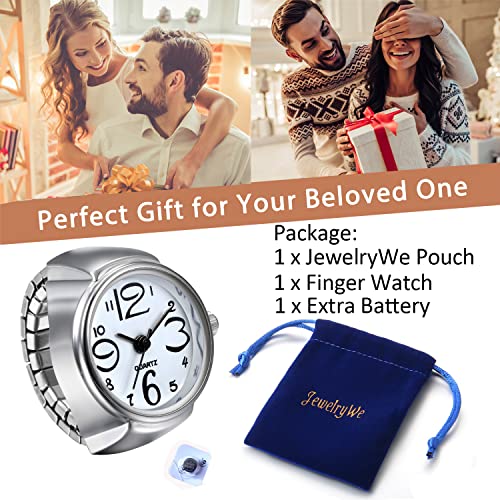 jewelrywe men women finger watch creative elastic round quartz finger ring watches