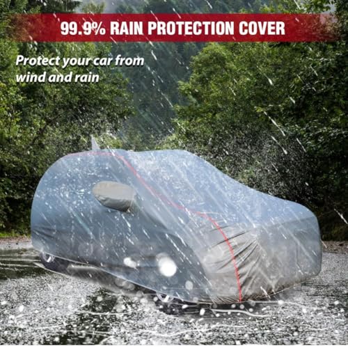 Image of 100% Waterproof Car Body Cover for Hyundai Grand i10 Nios (2019-2025) with Mirror Pocket (Heat & UV Resistant, Triple Stitched, Soft Lining, Bottom Elastic & Piping) Grey