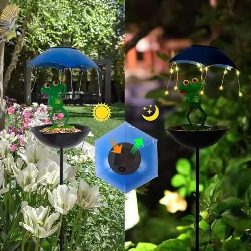 Mangeoire à oiseaux avec lumière solaire et gamelle d'eau jardin - 6