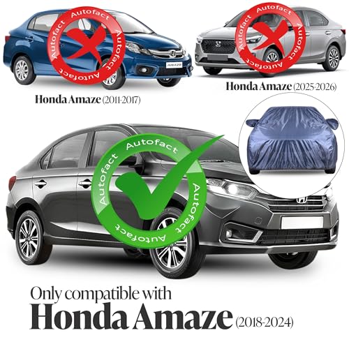 Image of Autofact Premium Car Cover for Amaze 2018-2024 | All Weather Water-Resistant Full Body Car Cover | Light-Weight Triple-Stitched Outdoor Shield with UV Protection, Dustproof & Heat-Resistant