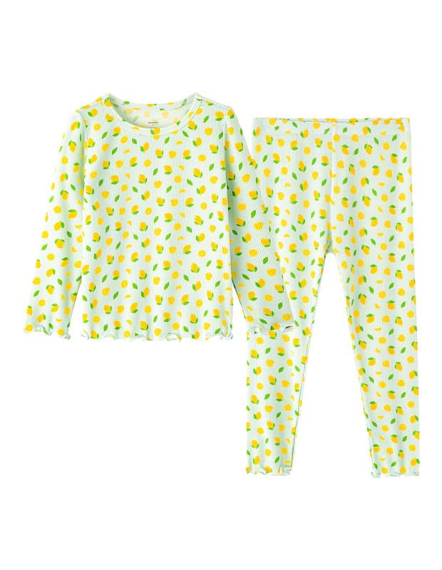 Toddler Girls Pajama Set 2 Piece Ribbed Long Sleeve Top Pants Sleepwear Little Girl's Viscose from Bamboo Pjs