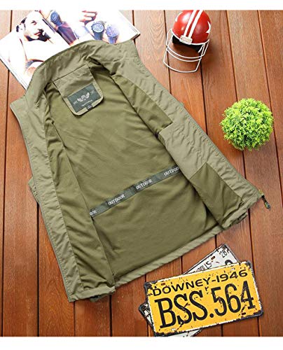 Duyang Men's Casual Outdoor Lightweight Quick Dry Fish Travel Work Safari Vest (Khaki, L) #TOP4