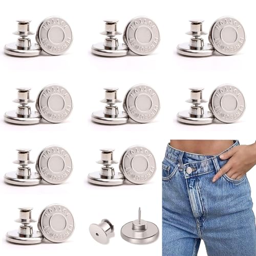 No Sew Instant Knöpfe,10 Stück Hosen Ersatz Knöpfe,17 mm Jeans...