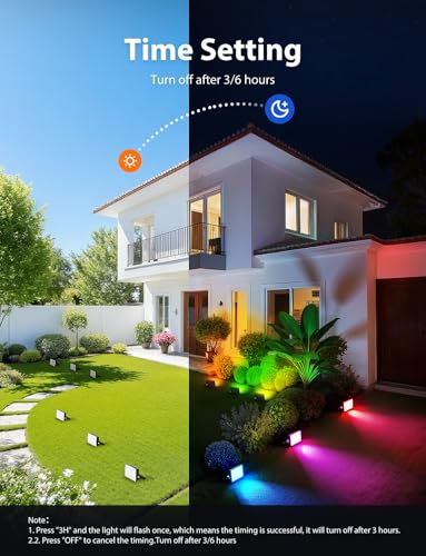 Onforu RGBW LED Flood Light Outdoor, Color Changing Landscape Floodlights - Image 8