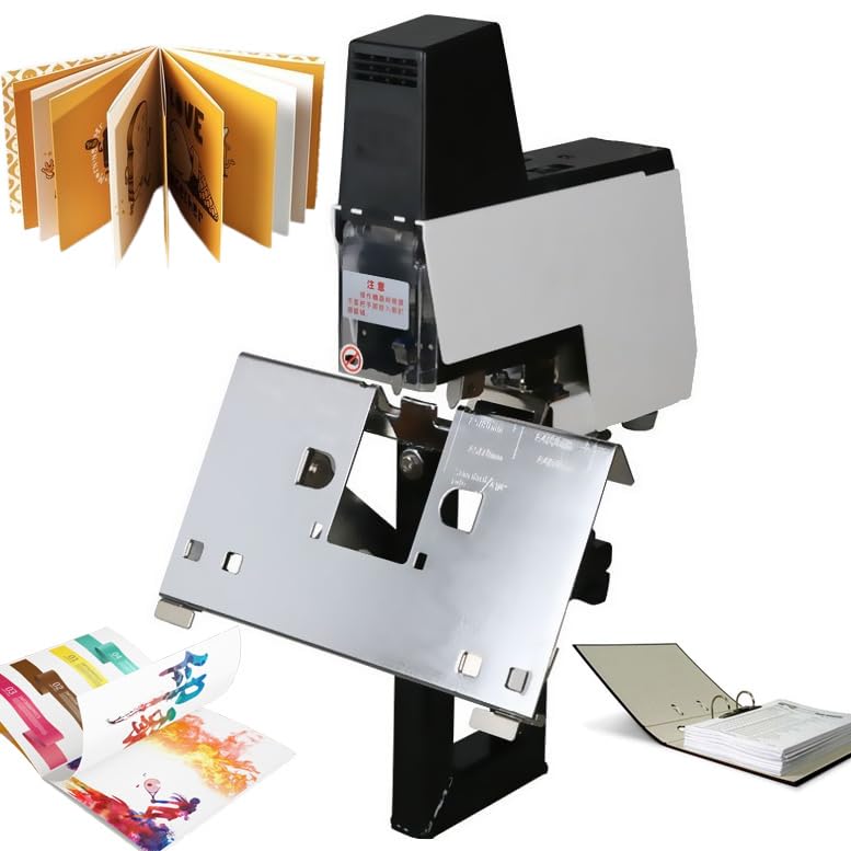 EORNYHQMY Grapadora De Silla De Montar Eléctrica, 1-9 Niveles De Intensidad Ajustable, Grapado Plano Y De Silla De Montar, Carpeta Rápida, para Encuadernación De Libros Pesados