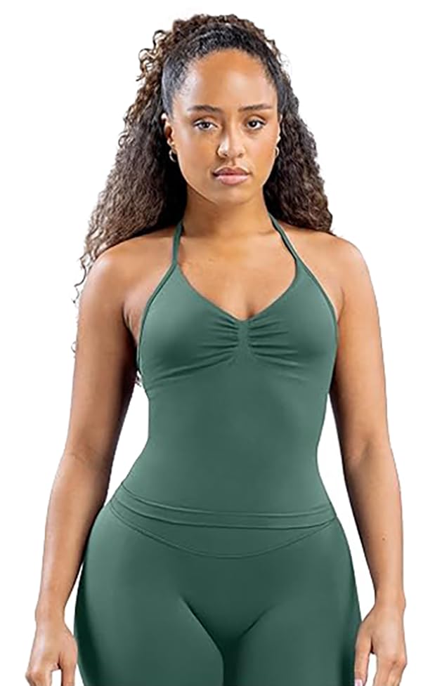 TRYTO Impact Longline Strappy Top Women Impact Longline Halter Tops Workout Longline Tank Top Compression Gym Fitness