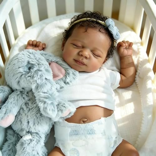 Muñeca Reborn Negra Vinilo Suave 18 Pulgadas Realista miniatura 2