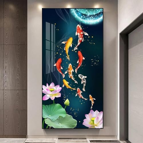 Impression sur toile carpe Koi affiche dart animaux asiatiques 60x120cm