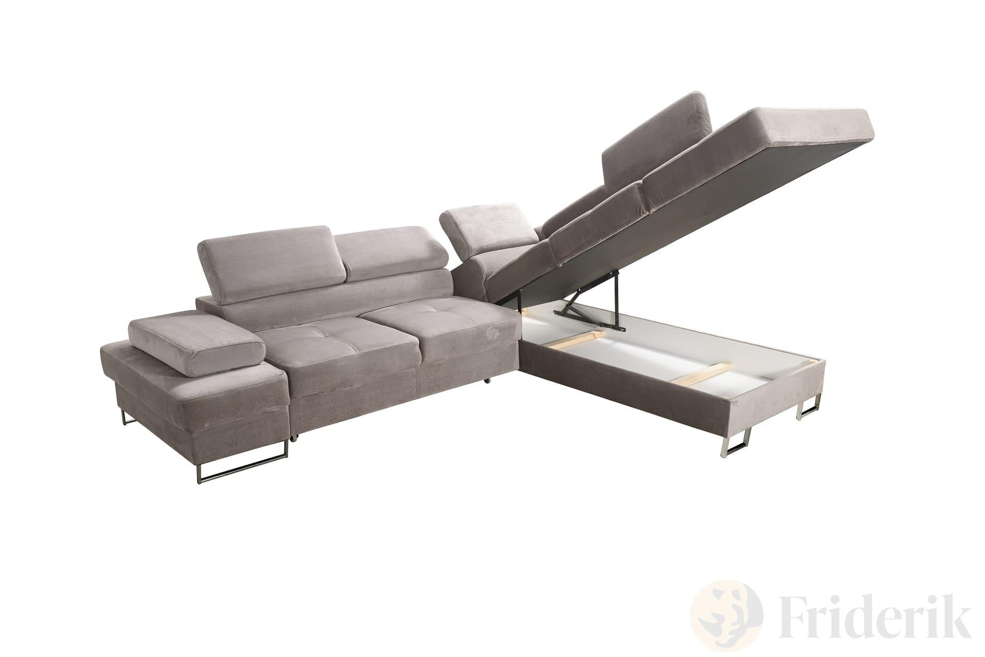 Canapé d'angle Galaxy 225 x 280 cm en cuir véritable, avec fonction couchage et coffre de lit, appuie-têtes et accoudoirs réglables, canapé d'angle droit ou gauche, design moderne (noir, droite)