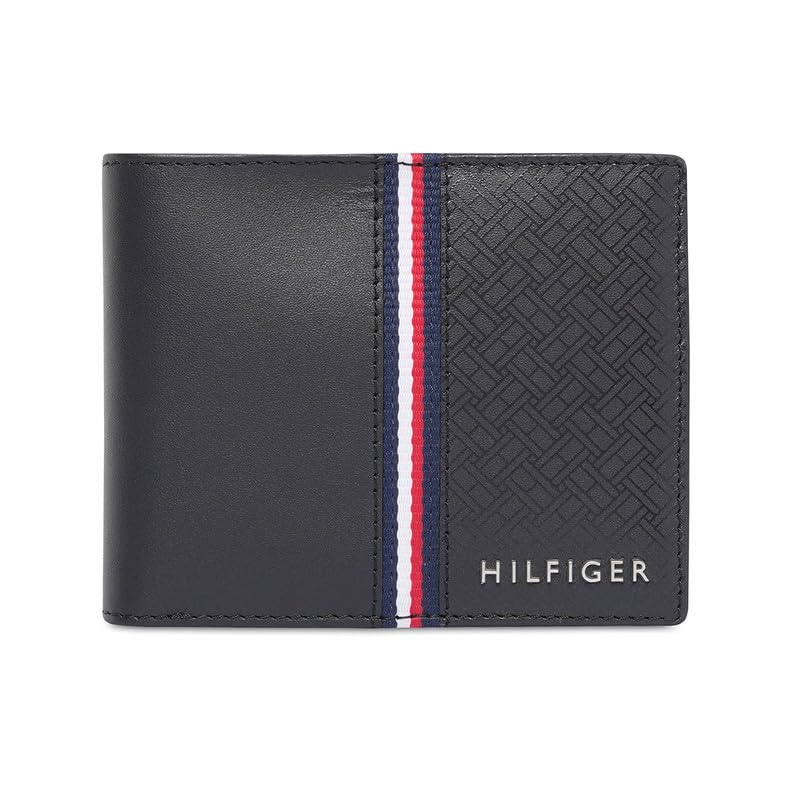 Image of Tommy Hilfiger Men's Leather Wallet Zadar | 8 Card Slots | Slimfold | Black