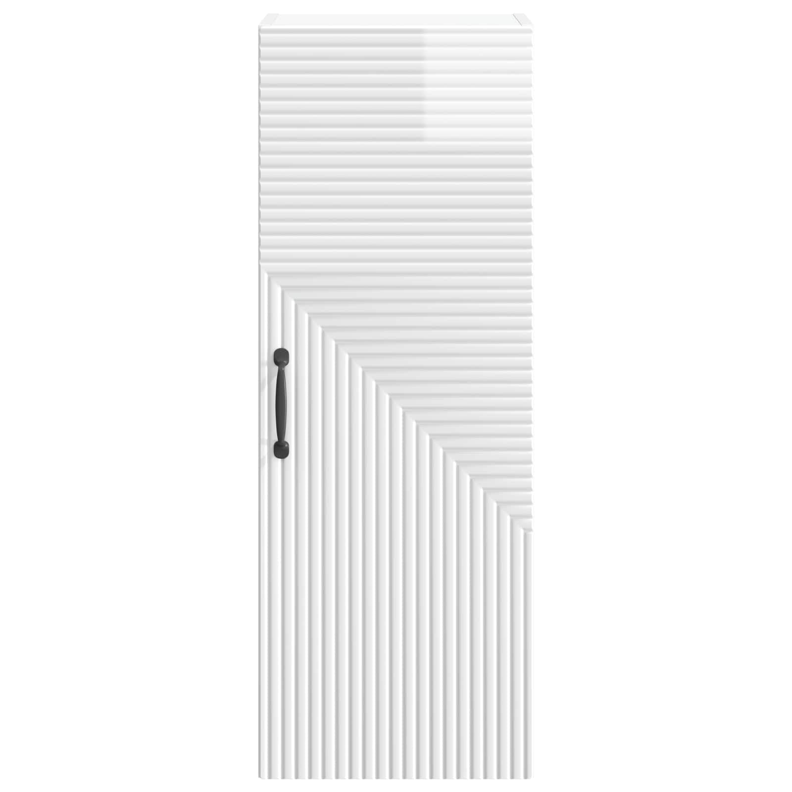 Wall Cabinet High Gloss White Engineered Wood with Door | Includes 2 shelves for home or office organization, measuring 33x34.5x90 cm to maximize vertical space.