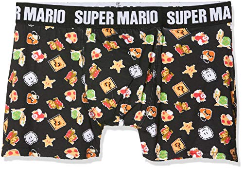 Nintendo Super Mario Bros - Calzoncillos bóxer para Hombre Negro Negro (Black Black) XL