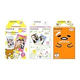 Fujifilm Instax Mini Instant Film 3-PACK BUNDLE SET , RiLakkuma Film (10) , Hello Kitty (10) , Gudetama (10) , Stickers 20 pcs. for 90 8 70 7s 50s 25 300 Camera SP-1 Printer