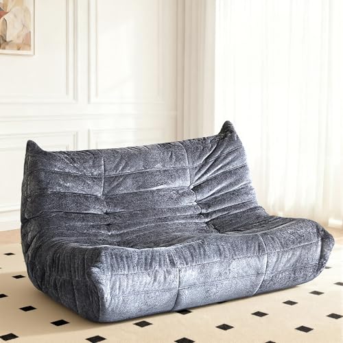 Image of Bean Bag Chair, 2 Seater Lazy Bean Bag Sofa Memory Foam Couch, Giant Bean Bag Chairs for Adults, Loveseat Fireside Chair for Living Room, Bedroom, Office(Dark Grey)