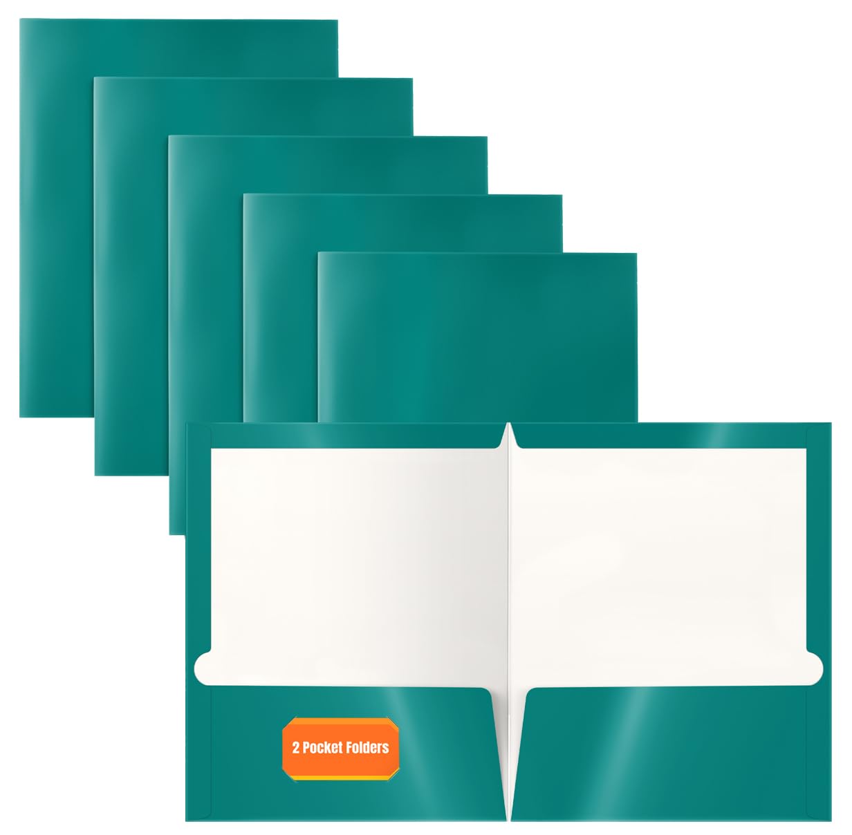 2 Pocket Glossy Laminated Paper FOLDERS Portfolio Letter Size, Teal, 25PK