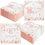 40PCS Baby Shower Napkins Decoration,Floral Baby Girl Baby Shower Decoration Pink Flower Baby shower Paper Napkins for Girl Gender Reveal Party Decoration