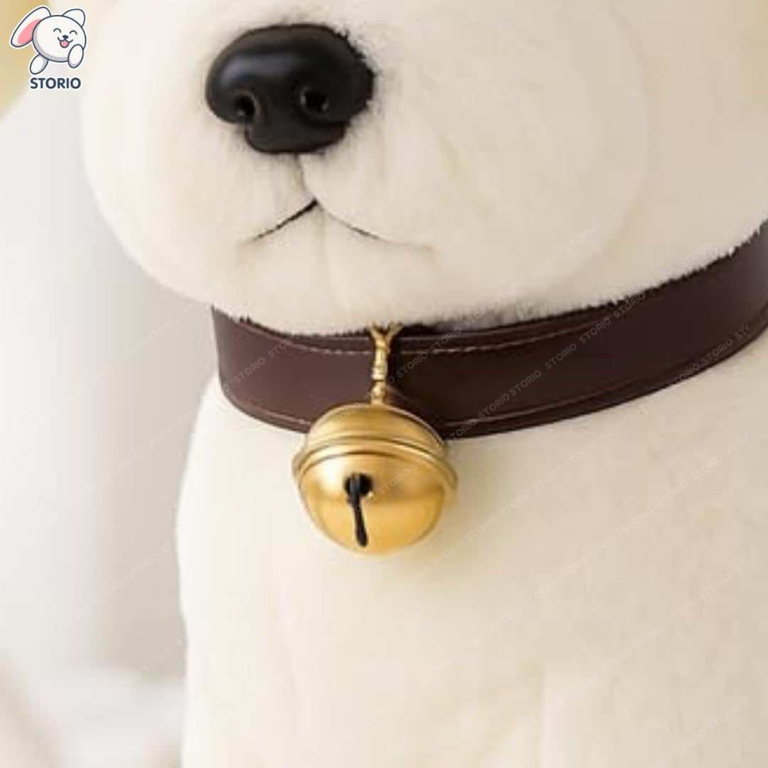 Storio Soft Plush White Puppy Stuffed Animal with Bell Collar| Kids Animal Home Decor for Boys & Girls Soft Dog Plush Toy - 25cm 1