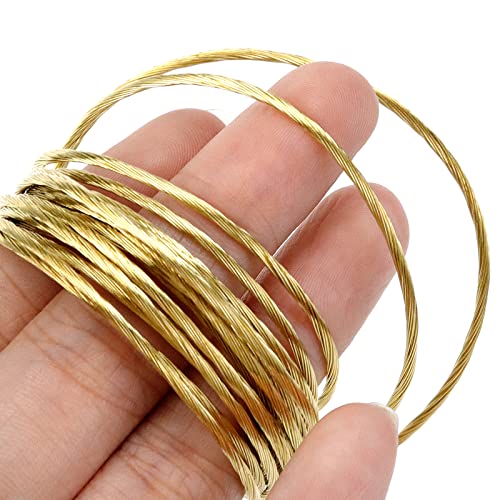 Image of Picture Hanging Brass Wire, Bare Copper Wire, 8.2feet 20 Strands of Solid Copper Wire (2 Packs-Gold)