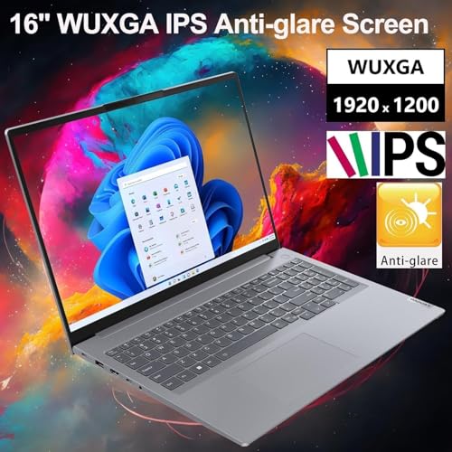 Image of Lenovo ThinkBook 16 Business Laptop, 16 inch FHD+, AMD Ryzen 5 7533HS(Beats i7-1355U), 32GB DDR5 RAM, 2TB PCIe SSD, Thunderbolt 4, Wi-Fi 6E, RJ-45, Windows 11 Pro, WOWPC USB, no Mouse