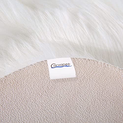 Tapete decorativo suave de piel sintética 3 x 5 pies blanco miniatura 4