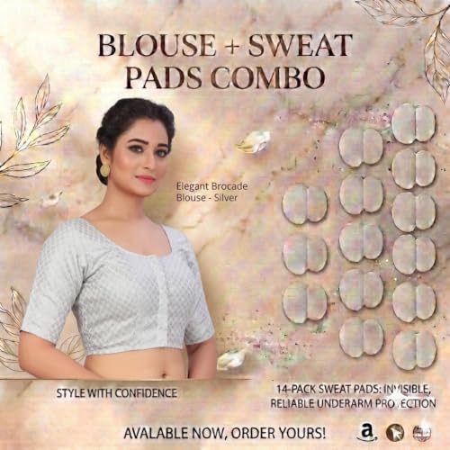 Image of Studio Shringaar Women's Zari Brocade Stitched Elbow Length Sleeves Saree Blouse