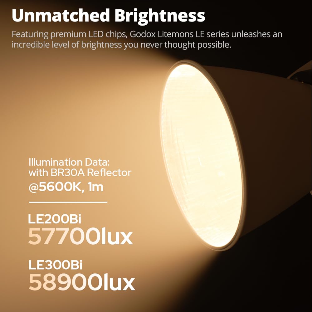 Godox LE300Bi - Luce video LED 315 W Godox Bowens, luce fissa, 2800 K ~ 6500 K, CRI 98, 11 effetti FX, luce da studio per fotografia, riprese video e streaming live
