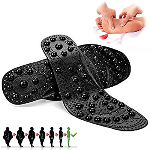 EEUK Plantillas Magnéticas de Acupresión para Fascitis Plantar, Plantillas de Acupresión de Reflexología Magnética para Pies, Plantillas Ortopédicas Magnéticas para Adelgazar (Size:S,Color:Negro) Cover